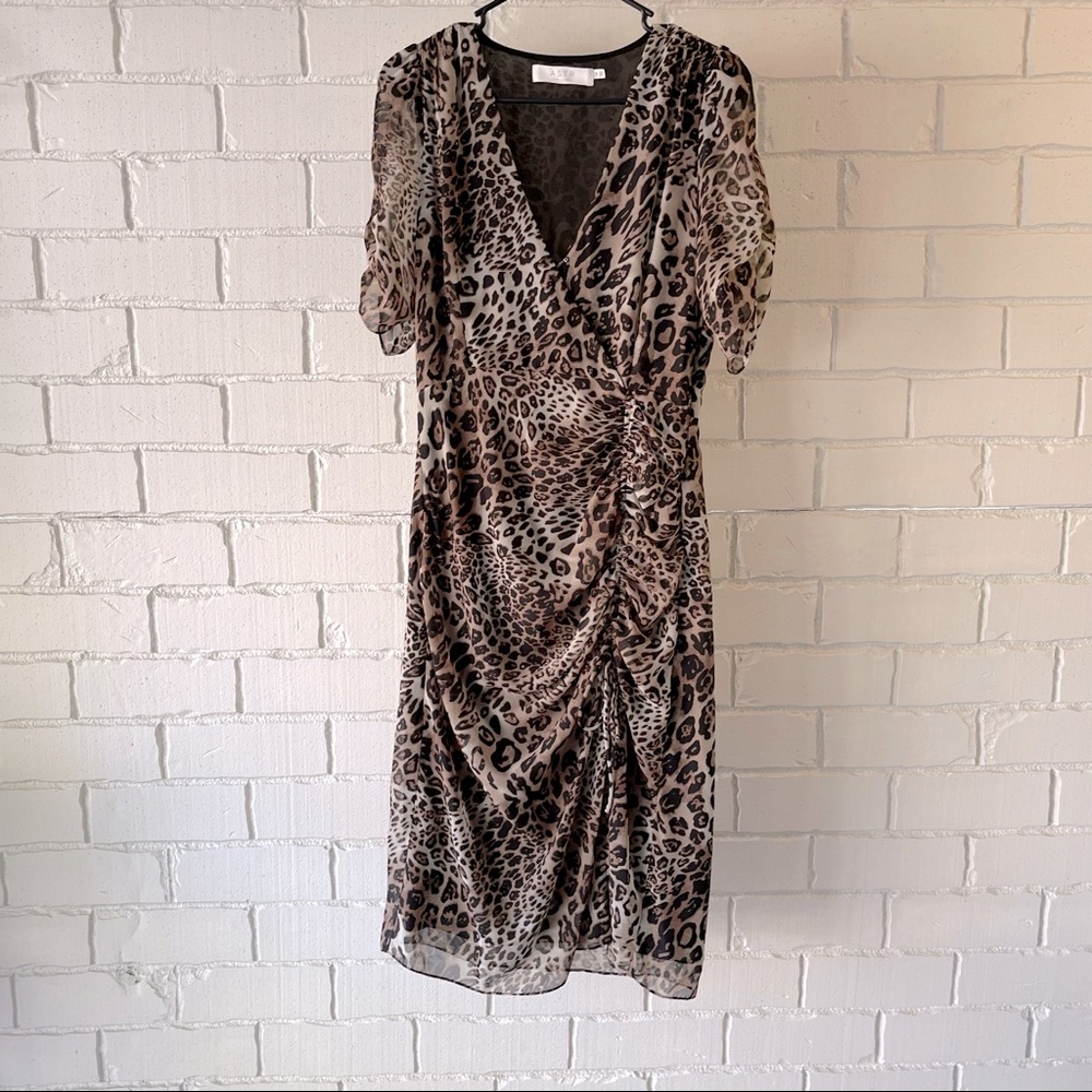 ASTR The Label Black and Tan cheetah print long dress size medium